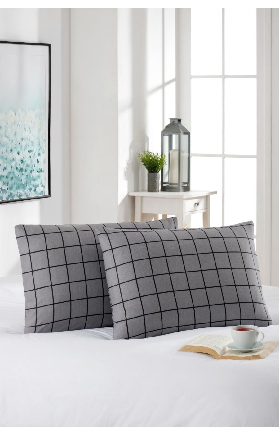 2'li Yastık Kılıfı | Pamuklu | 50x70 cm | Antrasit Line