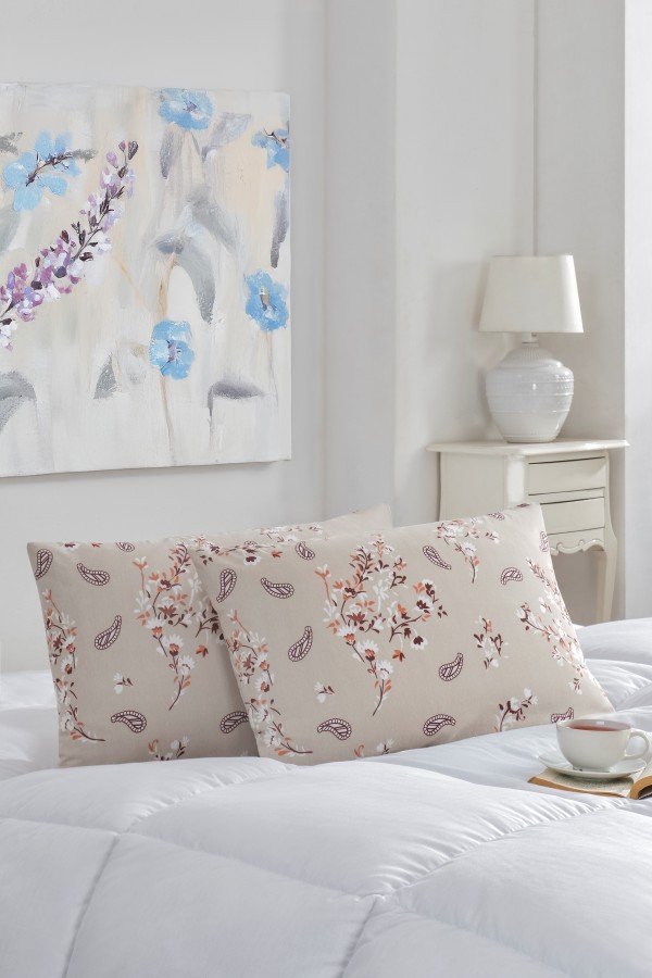 2'li Yastık Kılıfı | Pamuklu | 50x70 cm | Bej Bahar