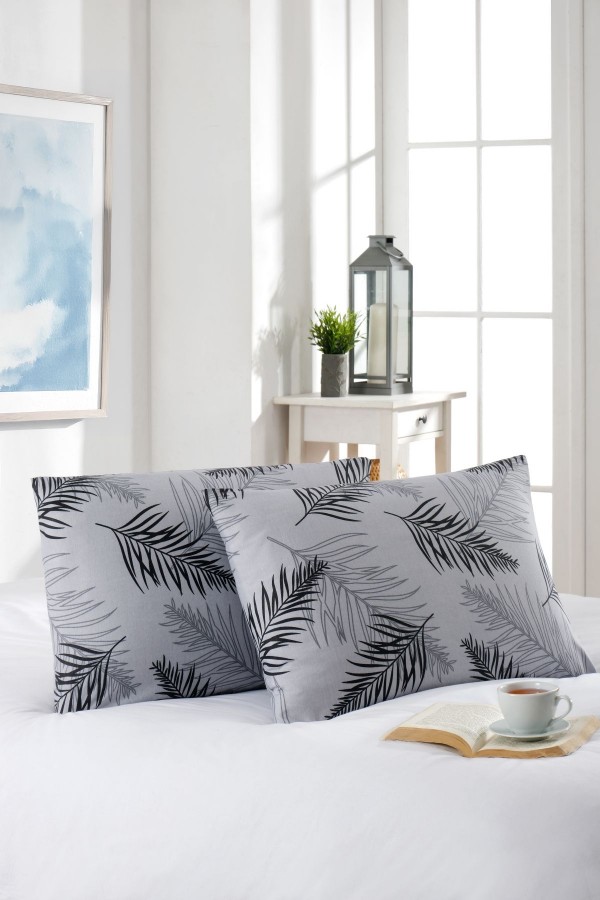 2'li Yastık Kılıfı | Pamuklu | 50x70 cm | Gri Palm