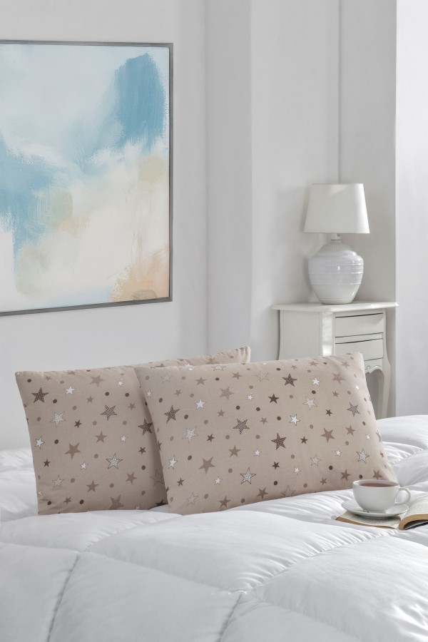 2'li Yastık Kılıfı | Pamuklu | 50x70 cm | KahveYıldız