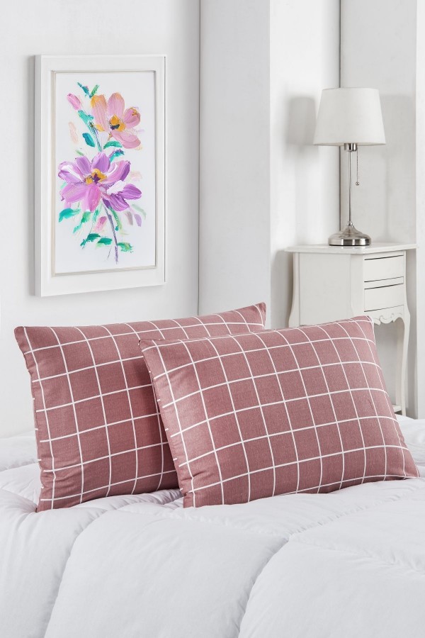 2'li Yastık Kılıfı | Pamuklu | 50x70 cm | KiremitKareli