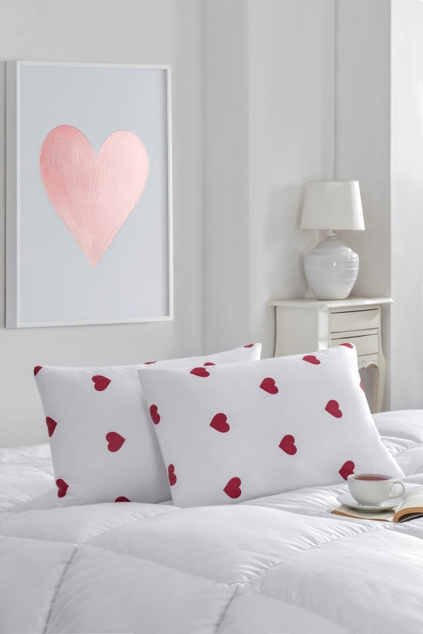 2'li Yastık Kılıfı | Pamuklu | 50x70 cm | KırmızıKalp