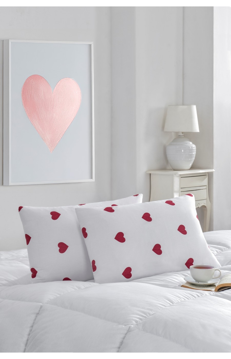 2'li Yastık Kılıfı | Pamuklu | 50x70 cm | KırmızıKalp