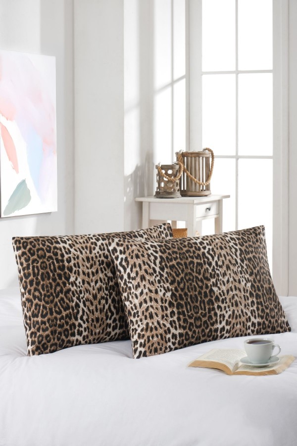2'li Yastık Kılıfı | Pamuklu | 50x70 cm | Leopar