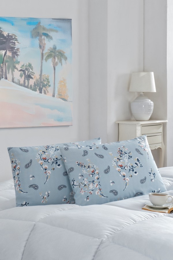 2'li Yastık Kılıfı | Pamuklu | 50x70 cm | Mavi Bahar