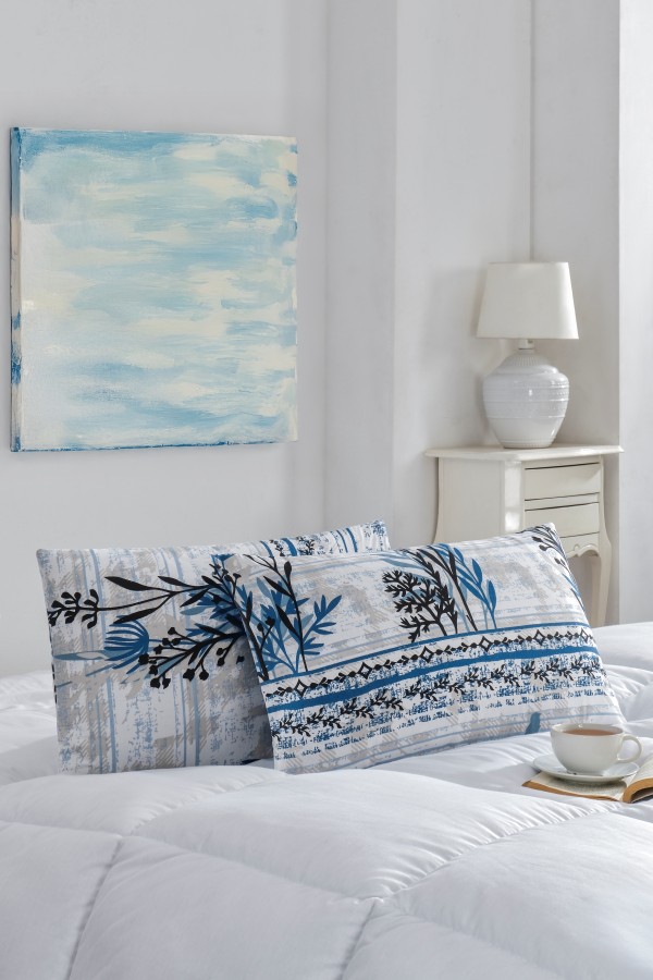 2'li Yastık Kılıfı | Pamuklu | 50x70 cm | Mavi Dal