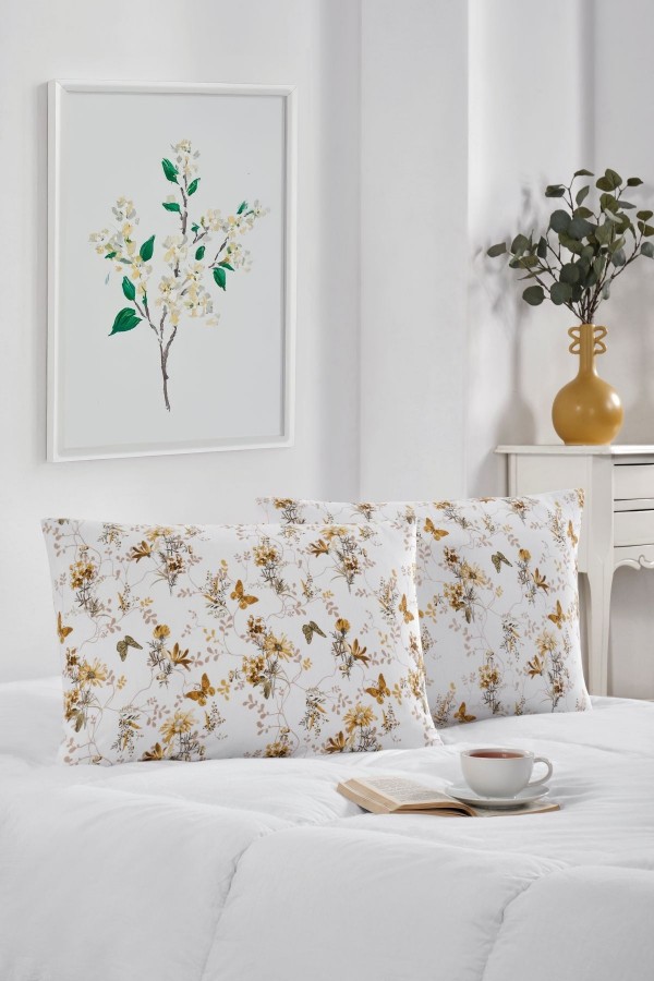 2'li Yastık Kılıfı | Pamuklu | 50x70 cm | SarıKelebek