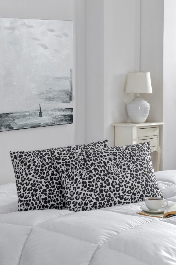 2'li Yastık Kılıfı | Pamuklu | 50x70 cm | SiyahLeopar