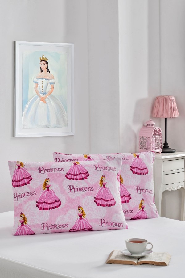 2'li Yastık Kılıfı | Prenses Serisi  Pamuklu | 50x70 cm | PembePrenses