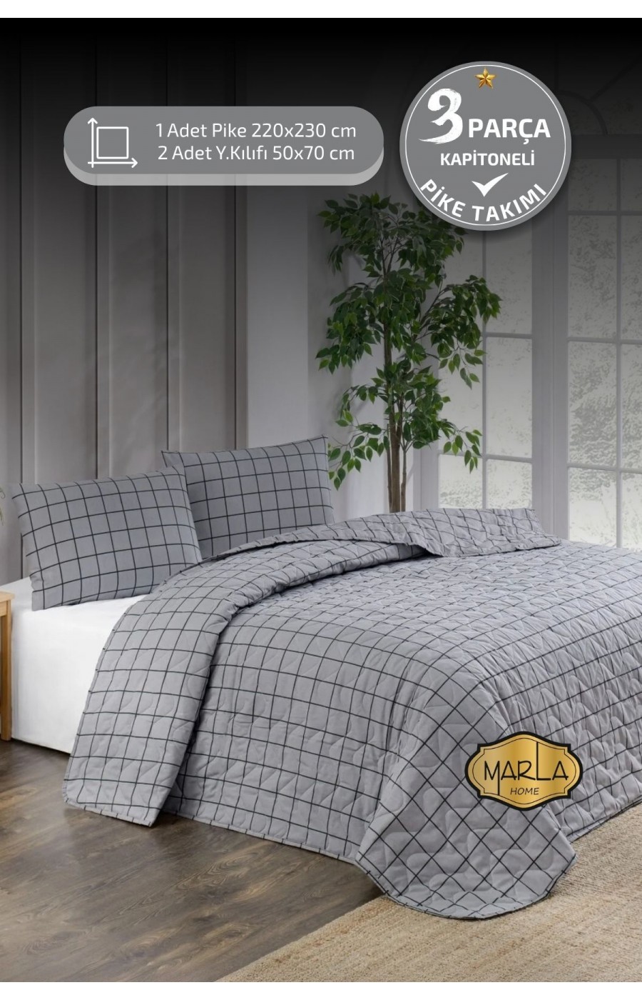 Çift Kişilik Pike Takımı | Battal Boy | 220x230 cm | Çok Amaçlı Yatak Örtüsü & Battaniye