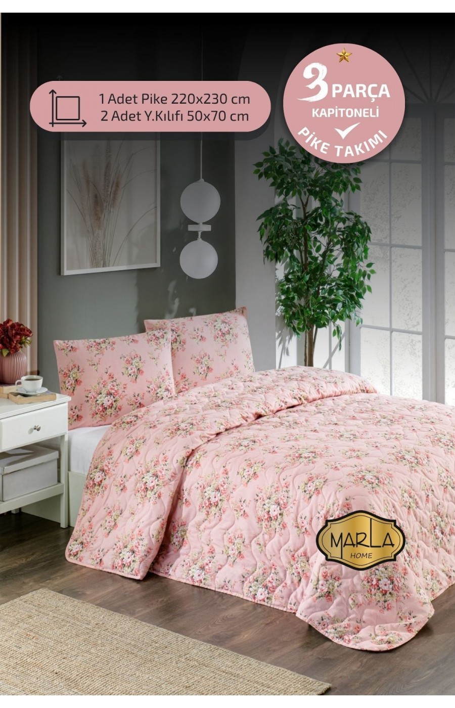 Çift Kişilik Pike Takımı | Battal Boy | 220x230 cm | Çok Amaçlı Yatak Örtüsü & Battaniye