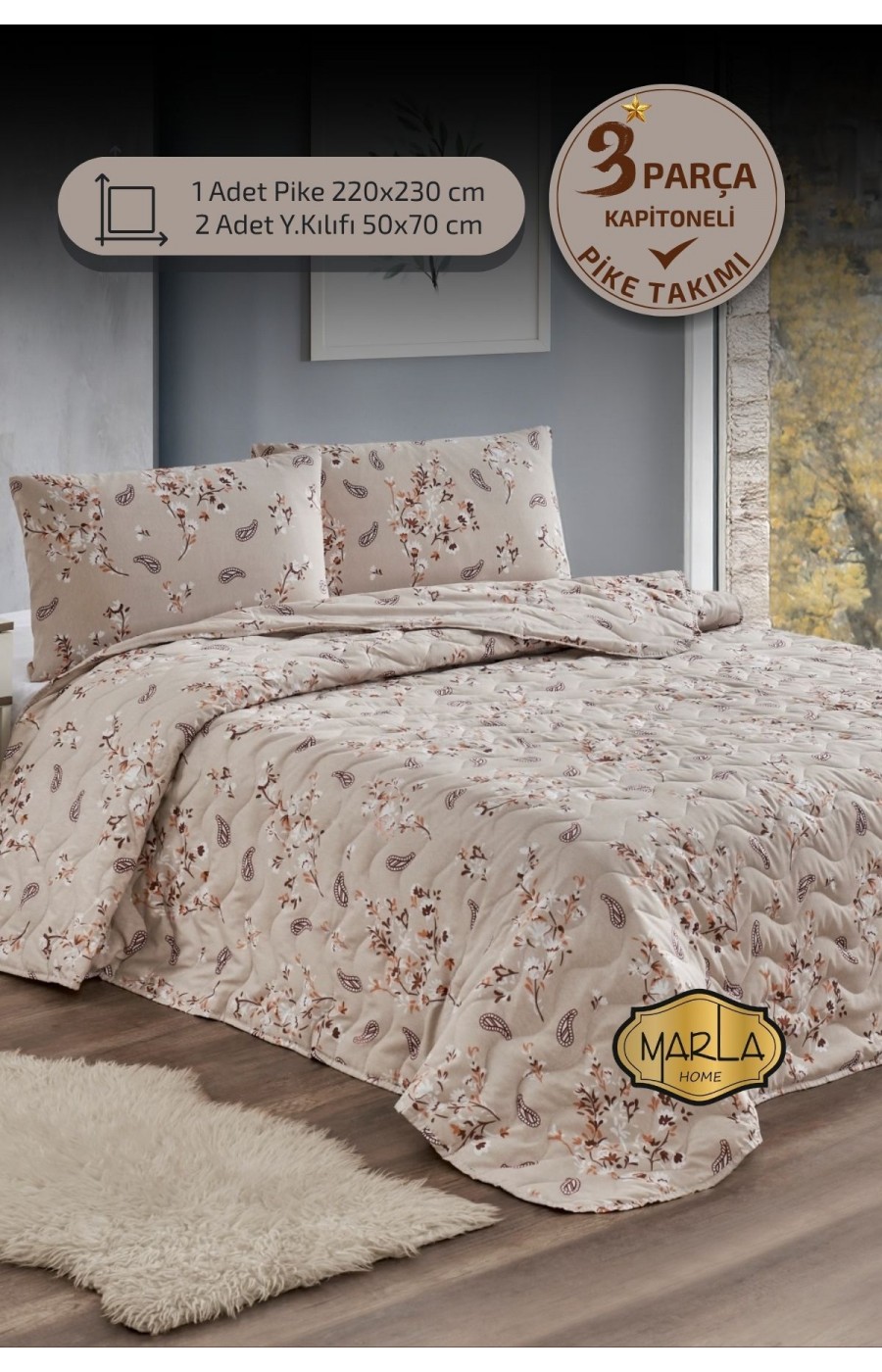 Çift Kişilik Pike Takımı | Battal Boy | 220x230 cm | Çok Amaçlı Yatak Örtüsü & Battaniye
