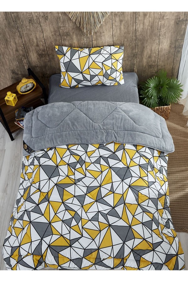 Geometrik Desenli Tek Kişilik Çift Taraflı Wellsoft Yorgan Set&hellip;