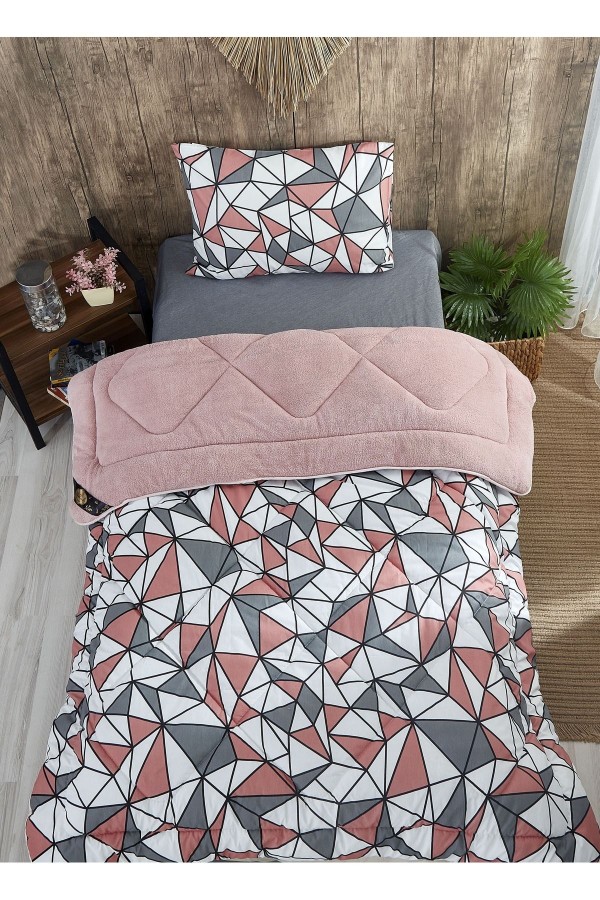Geometrik Desenli Tek Kişilik Çift Taraflı Wellsoft Yorgan Set&hellip;