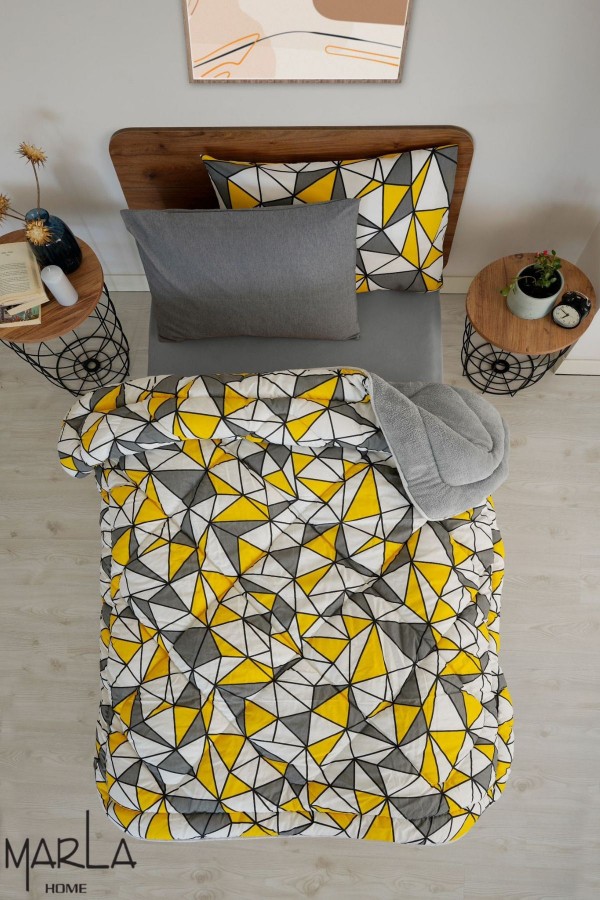 Geometrik Desenli Tek Kişilik Çift Taraflı Welsoft Uyku Seti -&hellip;