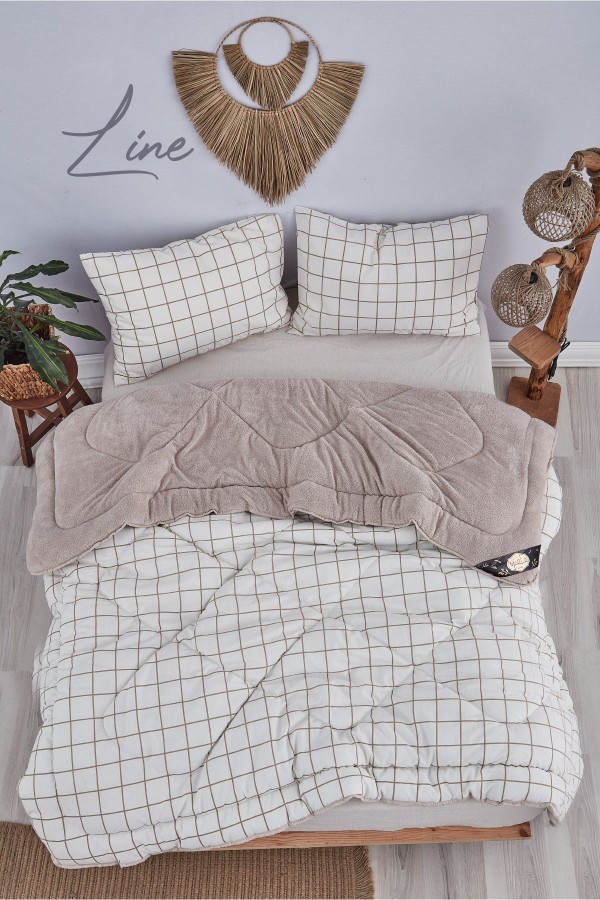 Line Krem Desenli Çift Kişilik Çift Taraflı Wellsoft Yorgan S&hellip;