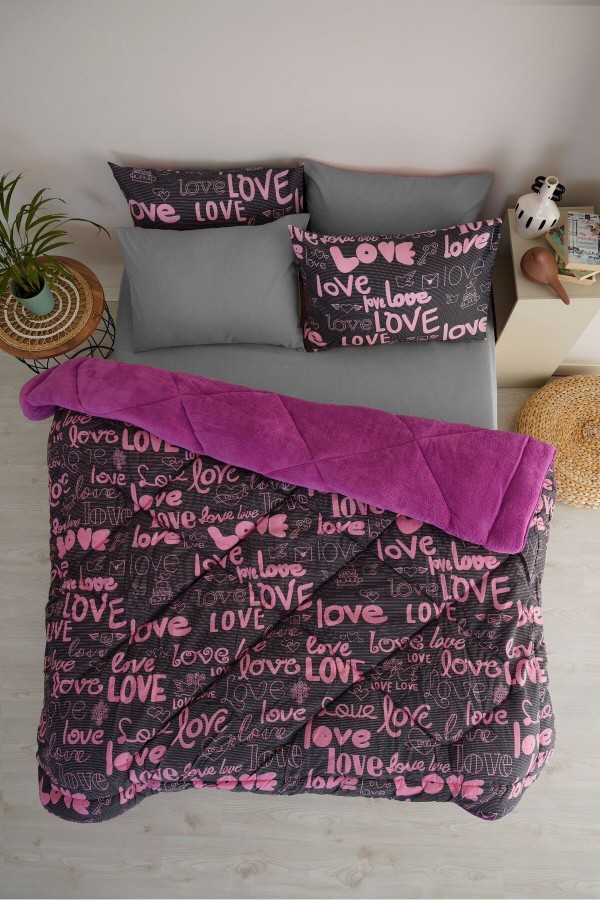 Love Desenli Çift Kişilik Çift Taraflı Wellsoft Uyku Seti - M&hellip;