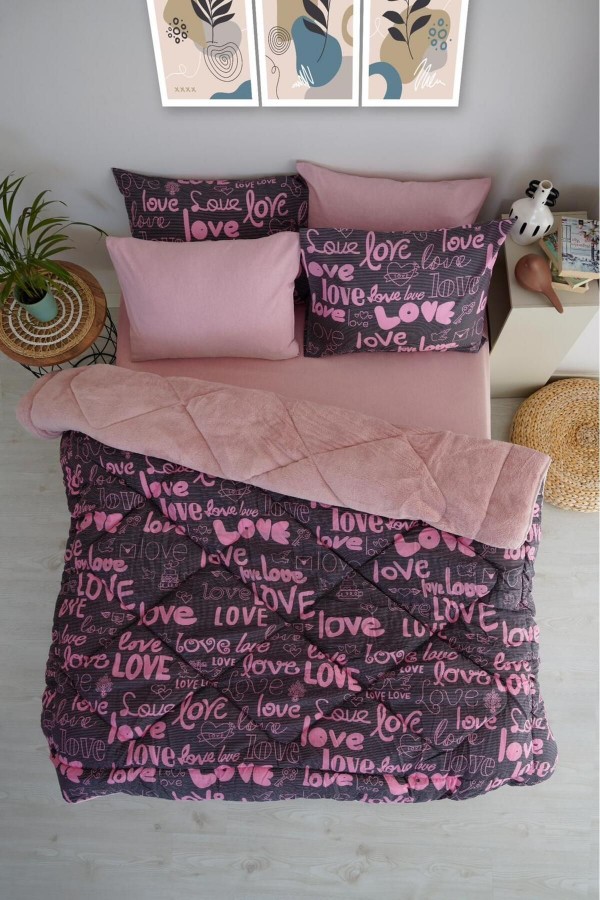 Love Desenli Çift Kişilik Çift Taraflı Wellsoft Uyku Seti - P&hellip;