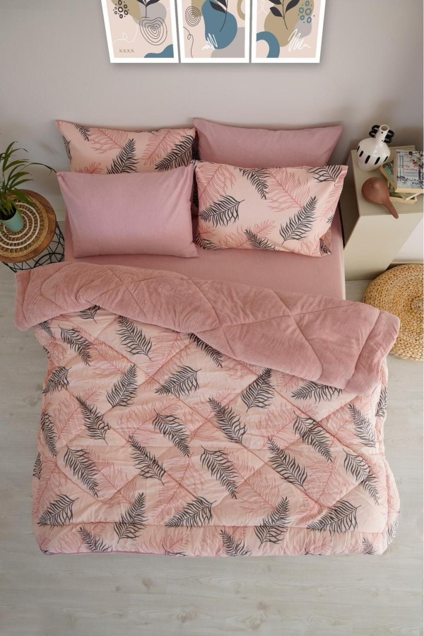 Palm Desenli Çift Kişilik Çift Taraflı Wellsoft Uyku Seti - P&hellip;