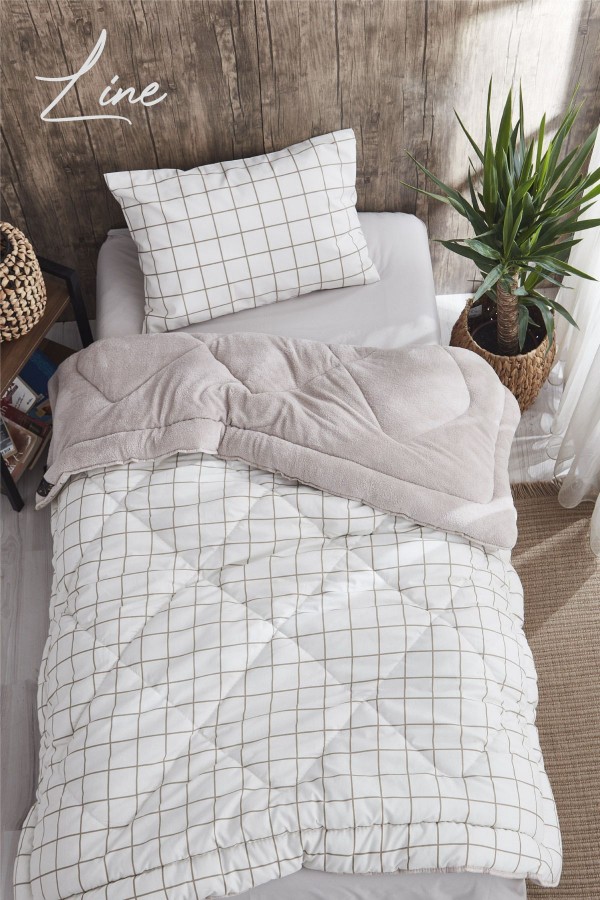 Pofuduk Tek Kişilik Wellsoft Line Desenli Çift Taraflı Yorgan &hellip;