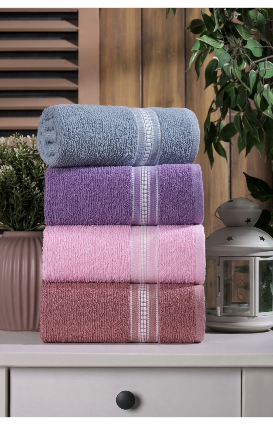 Velissia 4'lü El-Yüz Havlusu Seti | %100 Pamuk | 50x90 cm | Koyu Renkler