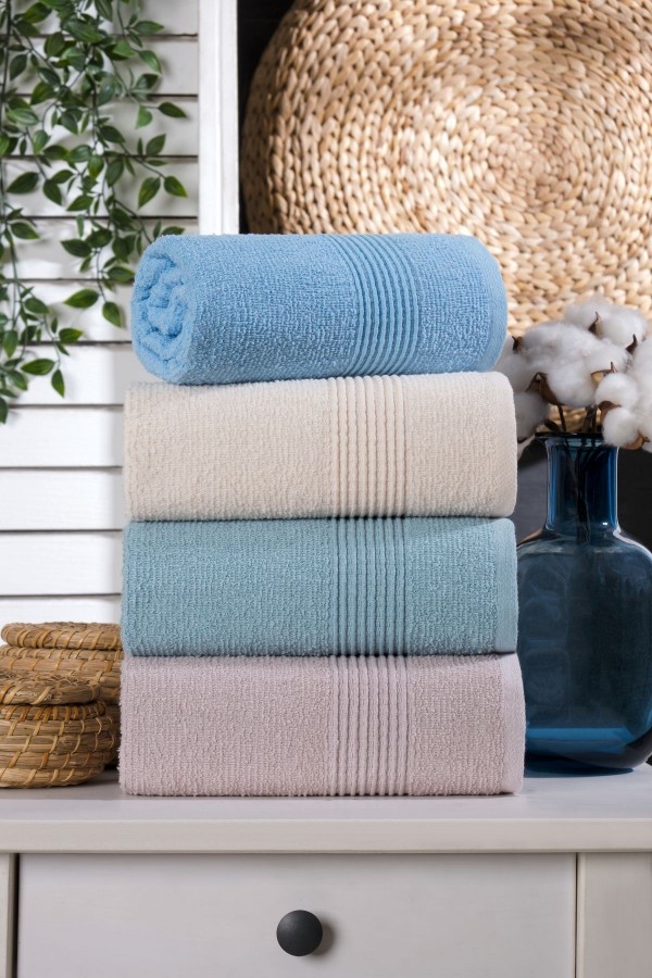 Velmora 4'lü El-Yüz Havlusu Seti | %100 Pamuk | 50x90 cm | Açık Renkler