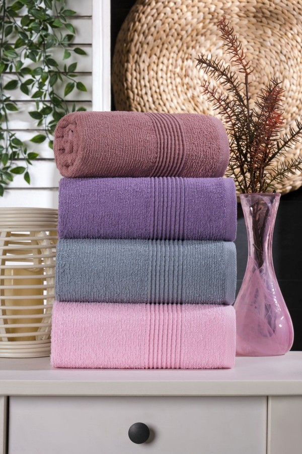 Velmora 4'lü El-Yüz Havlusu Seti | %100 Pamuk | 50x90 cm | Koyu Renkler