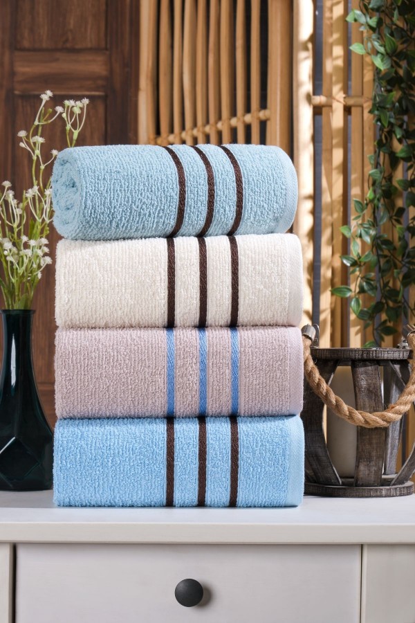 Velvona 4'lü El-Yüz Havlusu Seti | %100 Pamuk | 50x90 cm | Açık Renkler