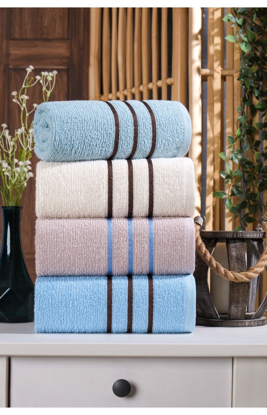 Velvona 4'lü El-Yüz Havlusu Seti | %100 Pamuk | 50x90 cm | Açık Renkler