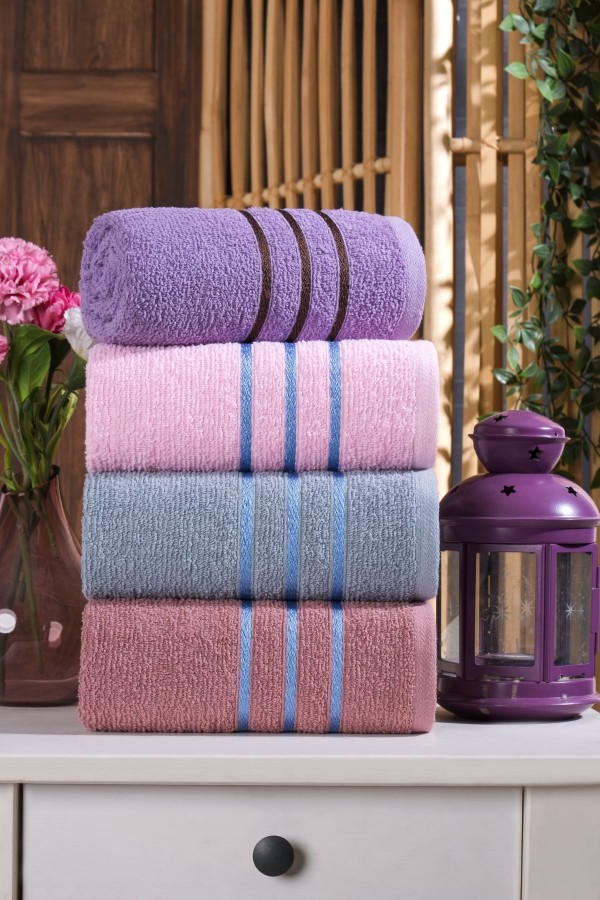 Velvona 4'lü El-Yüz Havlusu Seti | %100 Pamuk | 50x90 cm | Koyu Renkler